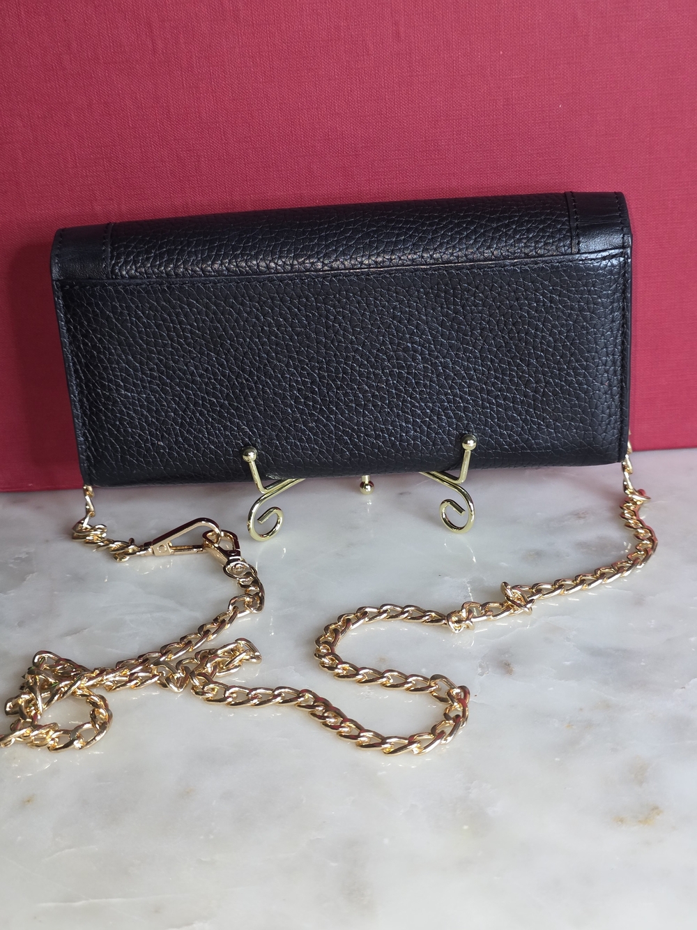 Rare Coach Black Pebbled Leather W/ Double turnlock Gold Plate Wallet - Picture 2 of 16
